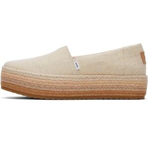 Tom’s Valencia Platform Espadrille Shoe Shiny gold Canvas metallic woven details